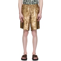 드리스 반 노튼 Dries Van Noten Gold Embellished Shorts 241358M193008