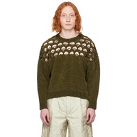 드리스 반 노튼 Dries Van Noten Khaki Loose Thread Sweater 241358M201000