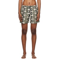 드리스 반 노튼 Dries Van Noten Green Printed Swim Shorts 241358M208000