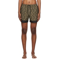 드리스 반 노튼 Dries Van Noten Brown Printed Swim Shorts 241358M208001