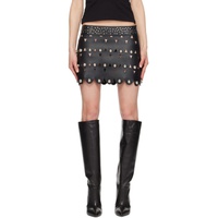 AREA Black Studded Eye Leather Miniskirt 241372F090010
