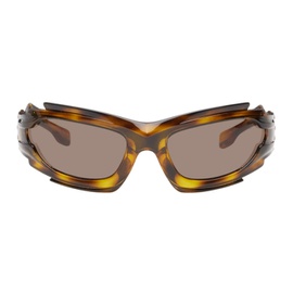 버버리 Burberry Brown Geometric Cat-Eye Sunglasses 241376F005007