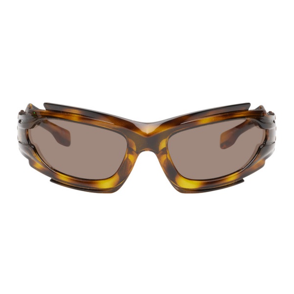 버버리 버버리 Burberry Brown Geometric Cat-Eye Sunglasses 241376F005007