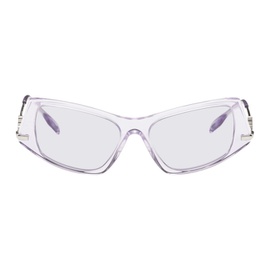 버버리 Burberry Purple Geometric Cat-Eye Acetate Sunglasses 241376F005036