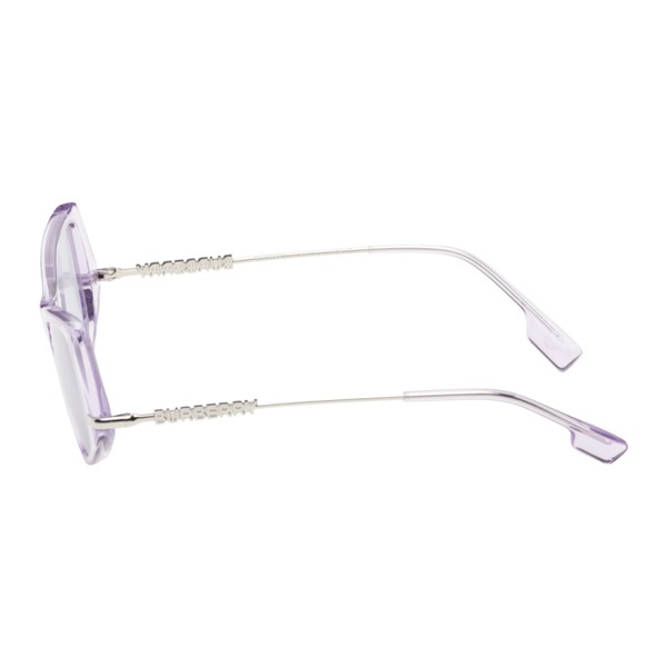 버버리 버버리 Burberry Purple Geometric Cat-Eye Acetate Sunglasses 241376F005036