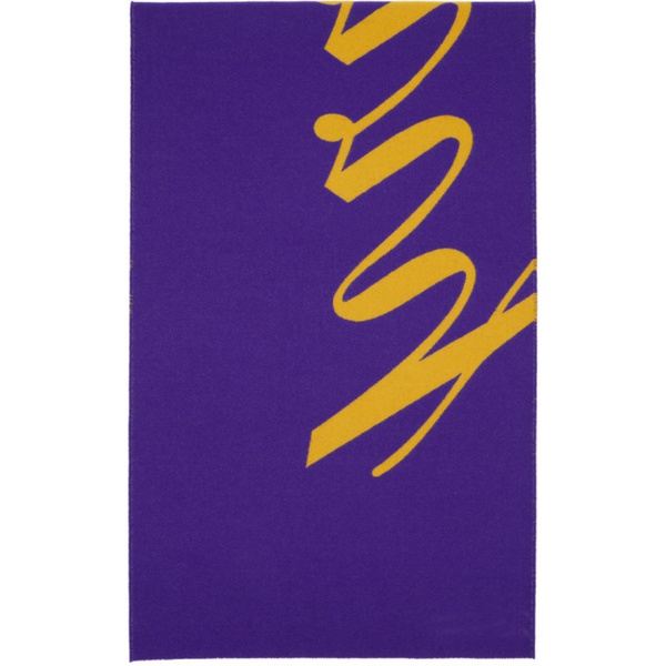 버버리 버버리 Burberry Yellow & Purple Logo Wool Silk Scarf 241376F028011