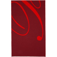 버버리 Burberry Burgundy & Red Logo Wool Silk Scarf 241376F028012