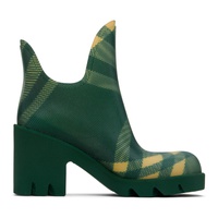 버버리 Burberry Green Check Rubber Marsh Heel Boots 241376F113000