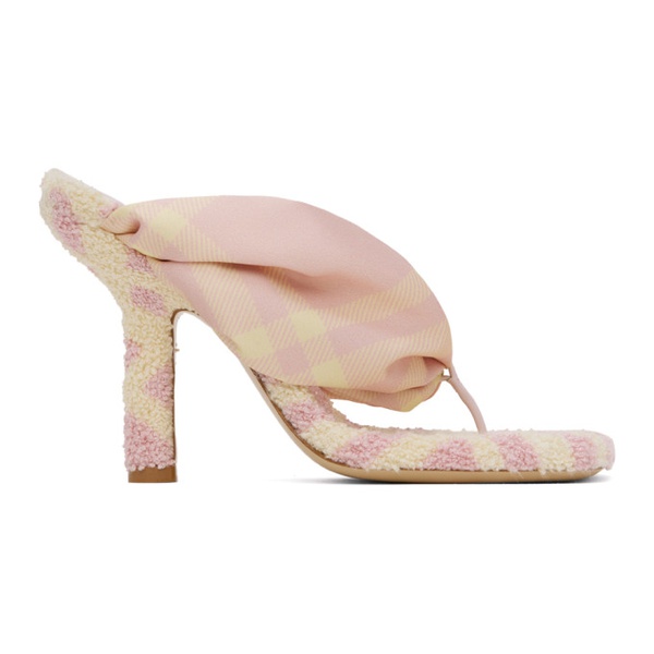 버버리 버버리 Burberry Pink & Yellow Fabric Heeled Sandals 241376F125001