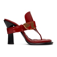 버버리 Burberry Red Leather Bay Heeled Sandals 241376F125006