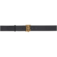 버버리 Burberry Black Leather Wide TB Belt 241376M131004