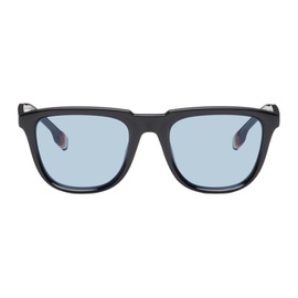 버버리 Burberry Black Stripe Detail Square Frame Sunglasses 241376M134001