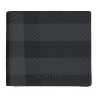 버버리 Burberry Black & Gray Check Bifold Coin Wallet 241376M164026