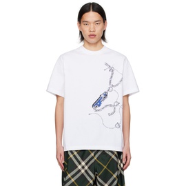 버버리 Burberry White Print T-Shirt 241376M213018