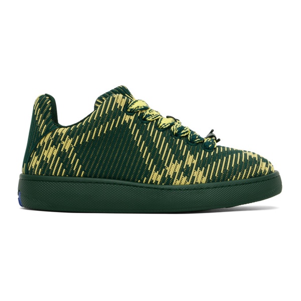 버버리 버버리 Burberry Green Check Knit Box Sneakers 241376M223000