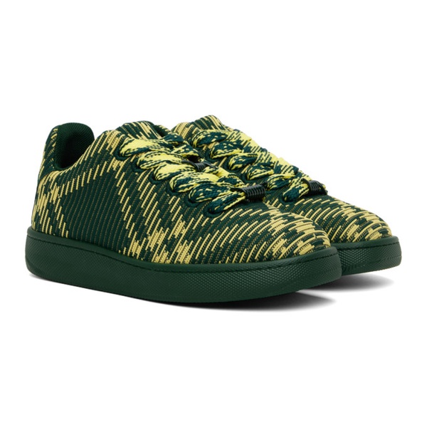 버버리 버버리 Burberry Green Check Knit Box Sneakers 241376M223000