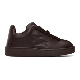 버버리 Burberry Brown Leather Box Sneakers 241376M223004