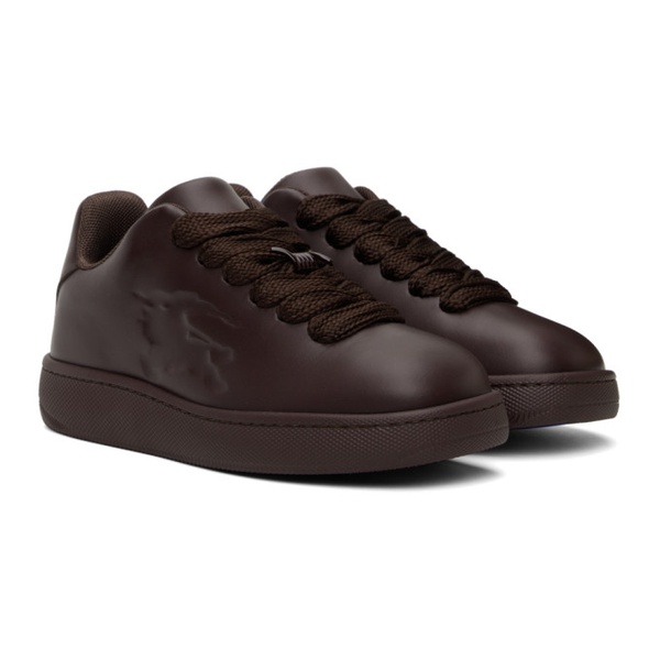 버버리 버버리 Burberry Brown Leather Box Sneakers 241376M223004
