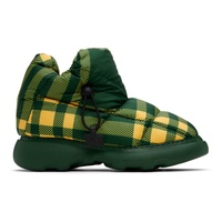 버버리 Burberry Green & Yellow Check Pillow Boots 241376M223010