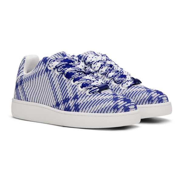 버버리 버버리 Burberry Blue & White Check Knit Box Sneakers 241376M237008