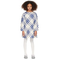 버버리 Burberry Kids 오프화이트 Off-White & Blue Check Dress 241376M702000