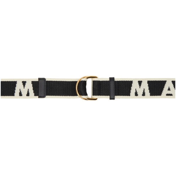 마르니 마르니 Marni Black & 오프화이트 Off-White Logo Belt 241379F001000