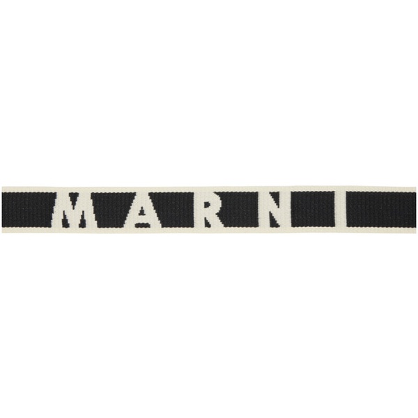 마르니 마르니 Marni Black & 오프화이트 Off-White Logo Belt 241379F001000