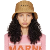 마르니 Marni Tan Embroidered Bucket Hat 241379F015014