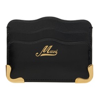 마르니 Marni Black Leather Wavy Card Holder 241379F037002