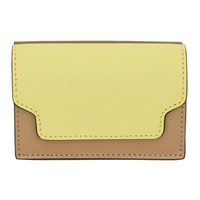 마르니 Marni Yellow & Khaki Saffiano Leather Trifold Wallet 241379F040009