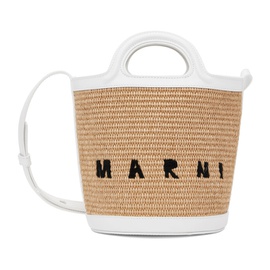 마르니 Marni Beige & White Mini Tropicalia Bucket Bag 241379F048076