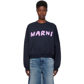 마르니 Marni Navy Printed Sweatshirt 241379F098001