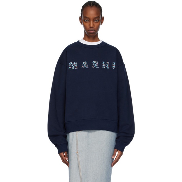 마르니 마르니 Marni Navy Printed Sweatshirt 241379F098006