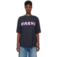 마르니 Marni Navy Printed T-Shirt 241379F110008