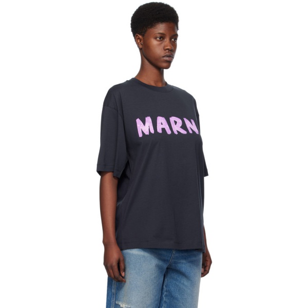 마르니 마르니 Marni Navy Printed T-Shirt 241379F110008