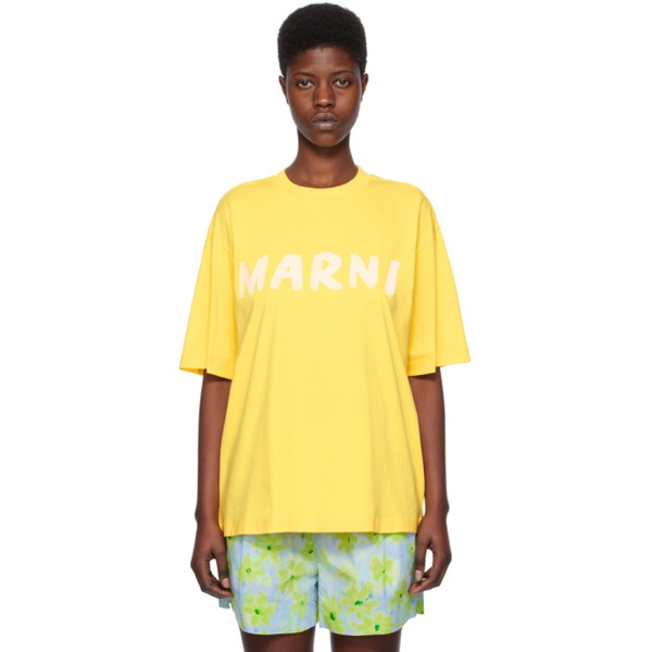 마르니 마르니 Marni Yellow Printed T-Shirt 241379F110009