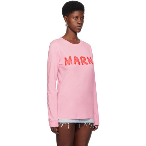 마르니 마르니 Marni Pink Printed Long Sleeve T-Shirt 241379F110012