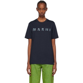 마르니 Marni Navy Printed T-Shirt 241379F110017