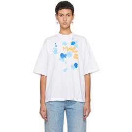 마르니 Marni White Dripping T-Shirt 241379F110021