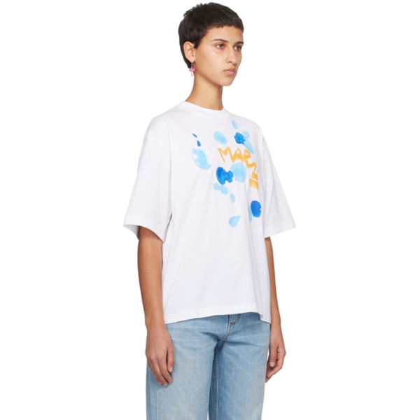 마르니 마르니 Marni White Dripping T-Shirt 241379F110021