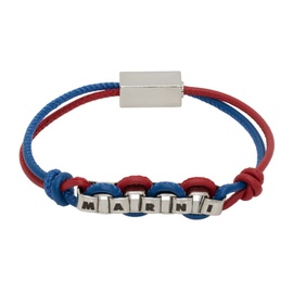 마르니 Marni Red & Blue Leather Bracelet 241379M142007