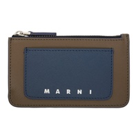 마르니 Marni Navy & Taupe Saffiano Leather Card Holder 241379M163007