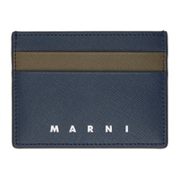 마르니 Marni Navy & Taupe Saffiano Leather Card Holder 241379M163015