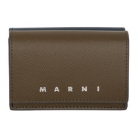 마르니 Marni Khaki & Navy Saffiano Leather Trifold Wallet 241379M164004
