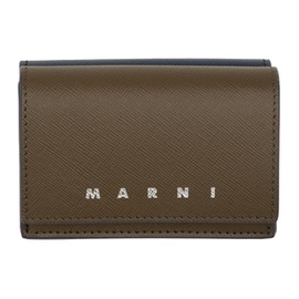 마르니 Marni Khaki & Navy Saffiano Leather Trifold Wallet 241379M164004
