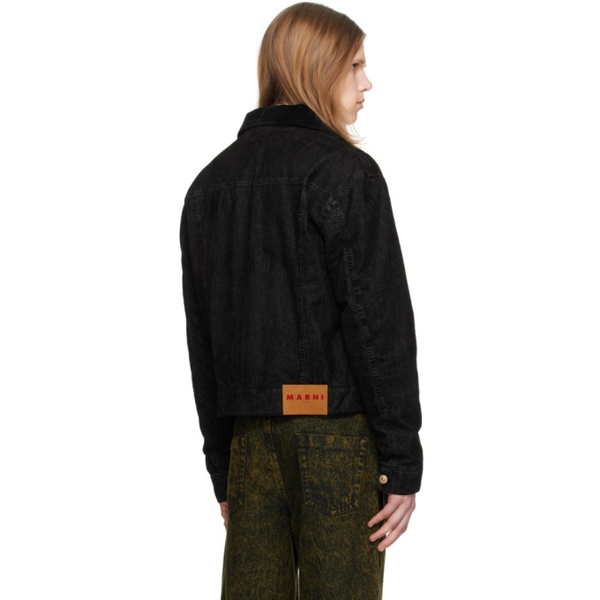 마르니 마르니 Marni Black Garment-Dyed Denim Jacket 241379M177001