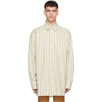 마르니 Marni White & Yellow Striped Shirt 241379M192052