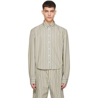 마르니 Marni Brown & Gray Striped Shirt 241379M192054