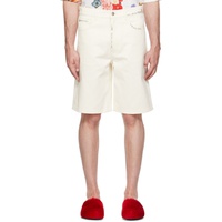 마르니 Marni White Embroidered Denim Shorts 241379M193019