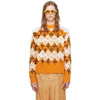 마르니 Marni Orange & White Jacquard Sweater 241379M201015
